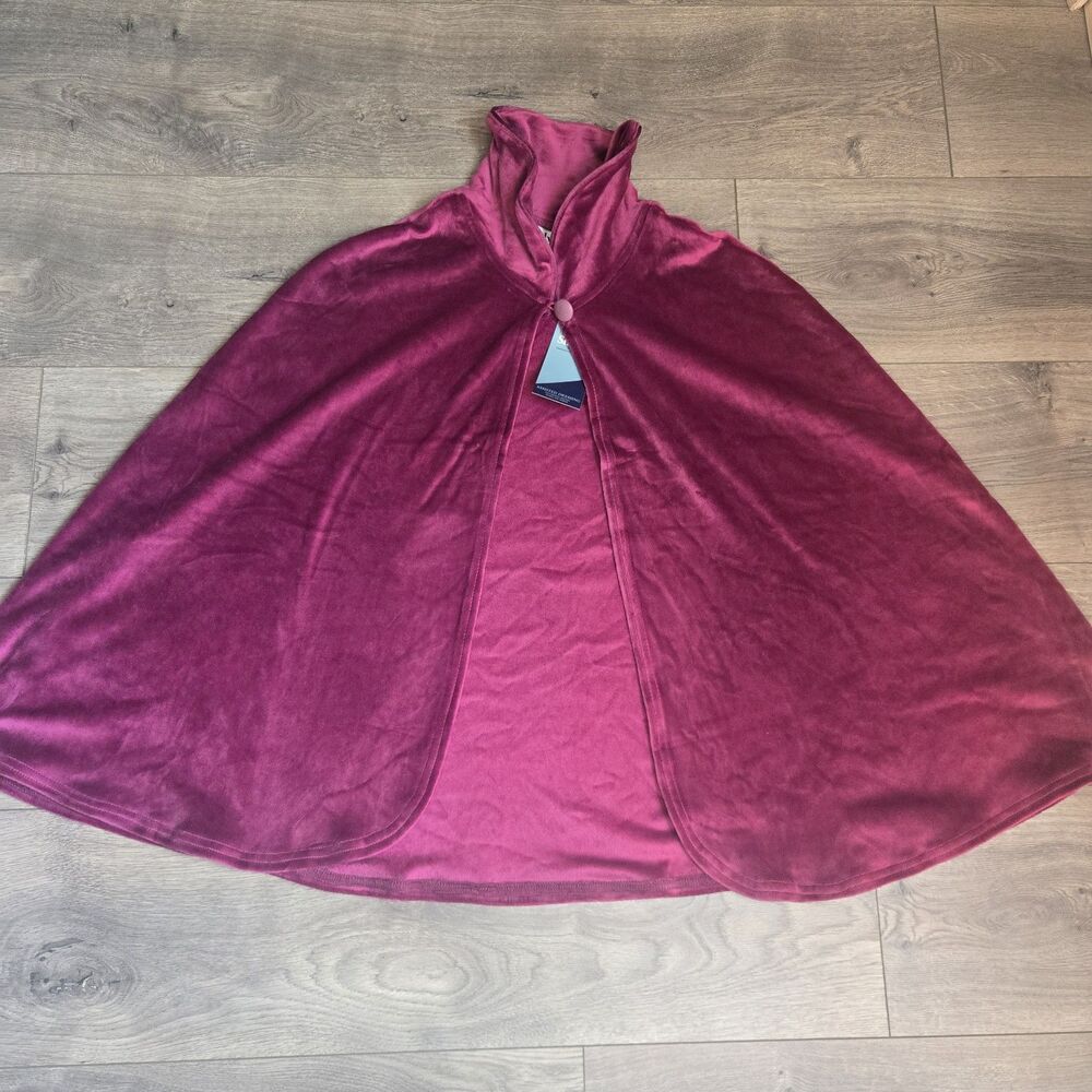 Silverts Womens Easy On Sleep Cape Adaptive Bed Jacket Velvet Velour Wine NWT OS